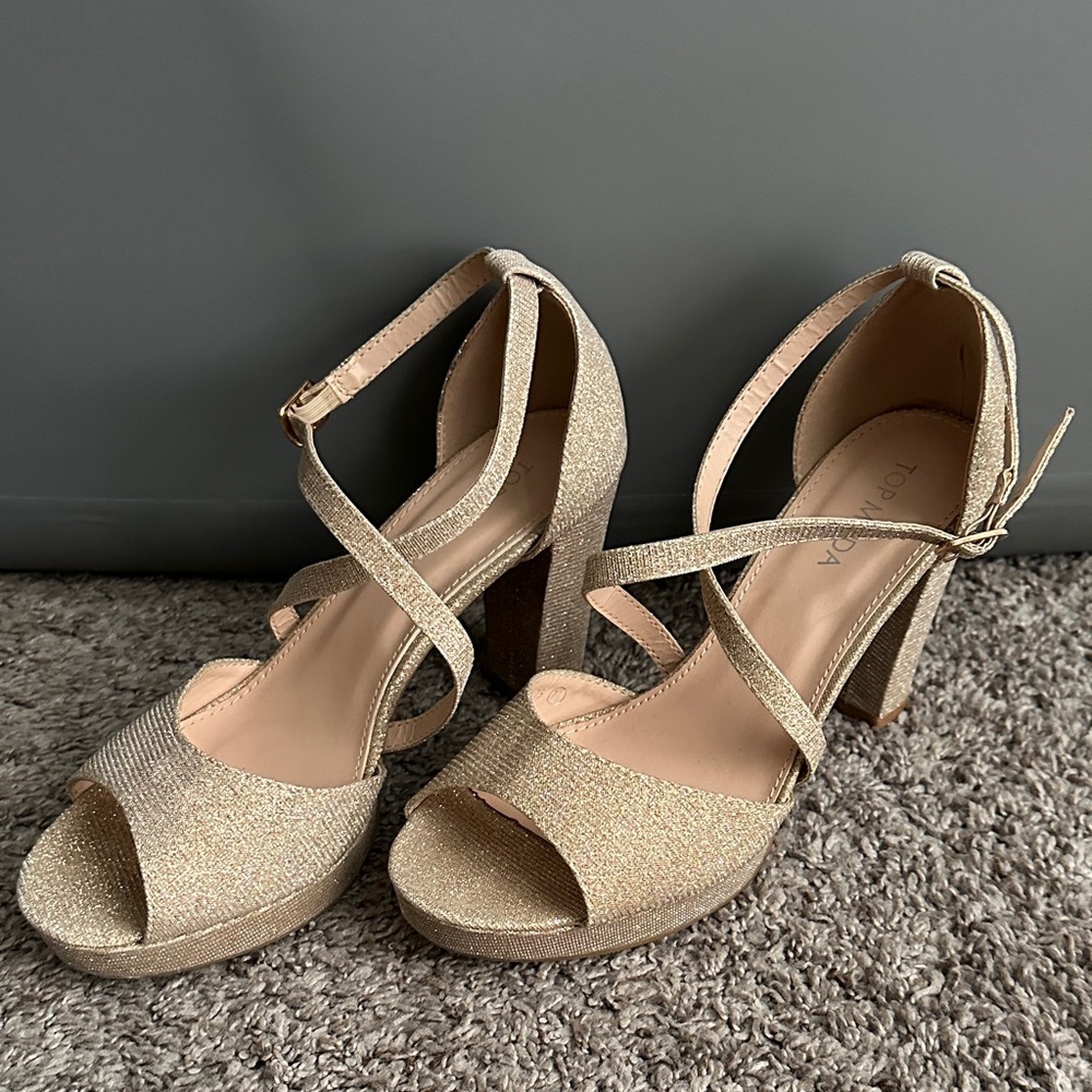 Top Moda Elegant Gold High Heel Sandals